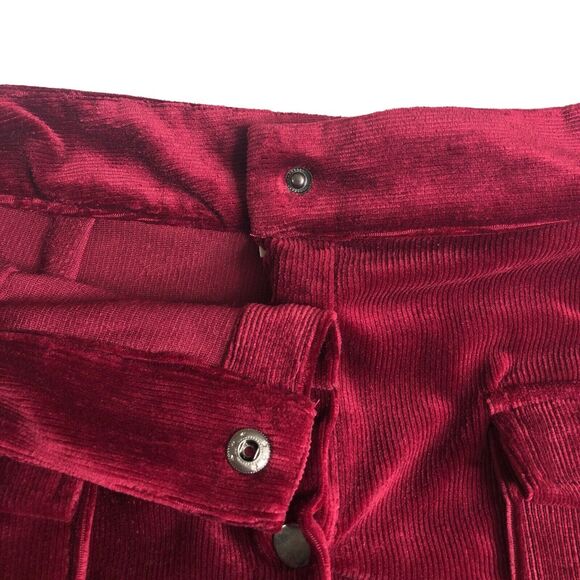 Umgee Skirt Womens Medium Burgundy Corduroy Velvet Mini Snap Front Pockets - Picture 6 of 13